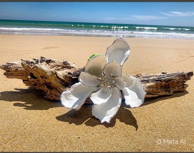 Oyster Shell Magnolia Flower Decoration/centerpiece. Handmade One of a kind