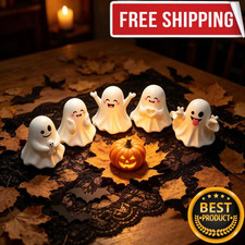5Pcs Mini Halloween Ghost Figurines Set Cute Spooky Desktop Decor Party Supplies