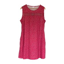WIHOLL Women's XL Red Polka Dot Knit Fit & Flare Dress Sleeveless Round Neck