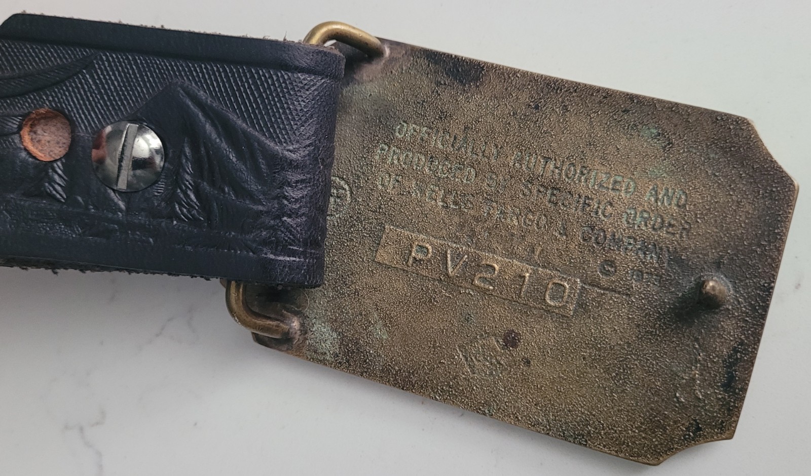 Vintage 1973 Wells Fargo & Co Since 1852 Solid Brass Belt Buckle w Eagle Belt image 3