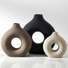 Ceramic Vase Home Table Decor - Flower Vases Set of 3 Small Living Room Cente...