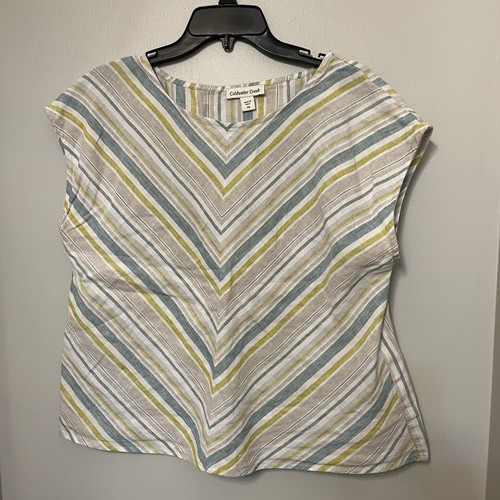 Coldwater Creek Womens Pant & Sleeveless Blouse Set 100% Linen Set Medium 14 EUC - Picture 2 of 16