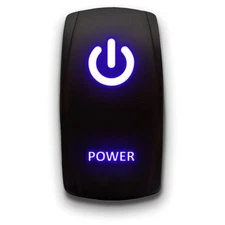 Power Blue Laser Etched Toggle Switch 20A 12V Vertical Rocker 5 Pin DPST