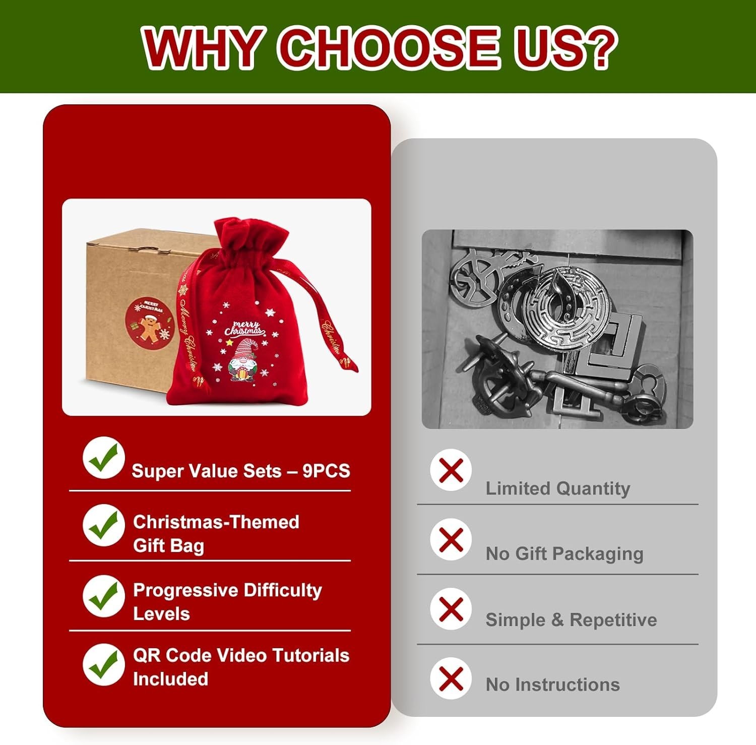 9pcs Metal Puzzle for Adult Disentanglement Puzzles Lock Puzzle Games Set Gift f