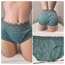 Flawed Olga Secret Hug 0913J3 Nylon Full-Cut Bikini Panty Lace Garden Green 7/L