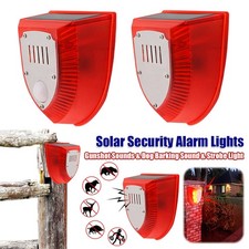 2pcs Solar Outdoor Motion Sensor Alarm 129db Barking Gunshot Sound Motion Sensor