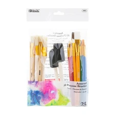 BAZIC 25-pieces Assorted All Purpose Brushes, pack of 12