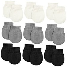 9 Pairs Baby Winter Mittens for 0-6 Months Baby No Scratch Black, Gray, White