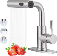 Bar Sink Faucet Single Hole, 3 Water Modes Wet Bar Faucets with Pull Out Sprayer