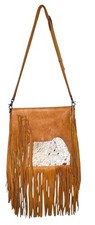 American Darling Crossbody Flap Leather Cowhide Fringe Purse Conceal Carry Bag