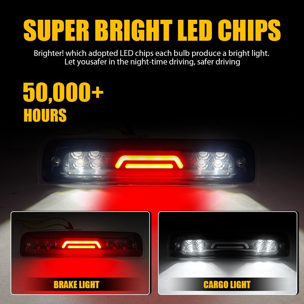 For 09-18 Ram 1500 2500 3500 LED Third Tail Brake Light Cargo Lamp Clear 1-10Set