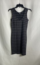 Dolce & Gabbana Women's Black Silver Striped Lurex Knit Sleeveless Dress