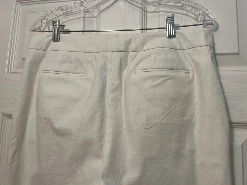 Pantalones para mujer Calvin Klein blancos mezcla de lino calce clásico forrados 10 Foto 4 de 4