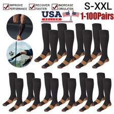 Copper Compression Socks 20-30mmHg Graduated Support Mens Womens S-XXL Wholesale