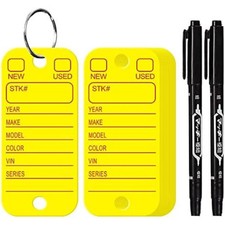 Poly Key Tags Plastic Key Tags w/ 200 Rings  2 Markers Car Dealer 200 Pieces f
