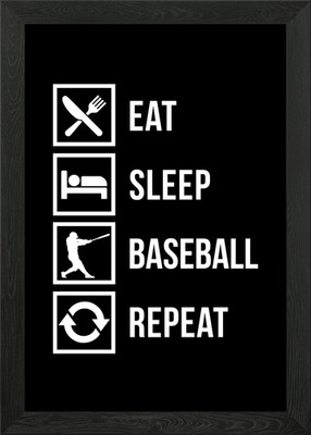 Eat Sleep Baseball Wiederholung gerahmtes Wandbild Poster Leinwanddruck Bild