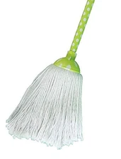 Self Wringing Cotton String Mop Green Lightweight Mop for Home Kitchen Bath