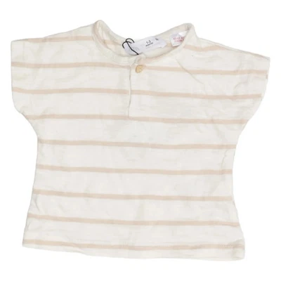 Zara, T-shirt, Größe: 62, Weiß/Beige, Baumwolle, Streifen, Unisex (Kinder) #emK - Bild 1 von 4