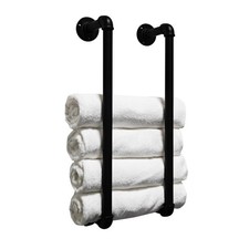 Industrial Pipe Towel Rack for Bathroom Wall Mounted,Towel Holder Black