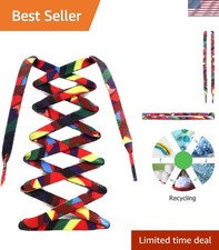 Flat Printed Shoelaces 63 - Eye-Catching Multicolor for Athletic Sneakers