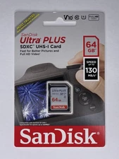 SanDisk Ultra PLUS 64GB SDXC UHS-I Mem Card 130 MB/s - BRAND NEW