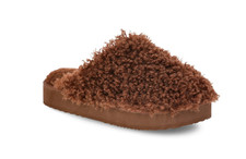 No Boundaries Women's Brown Memory Foam Fuzzy Platform Slip-on Slippers: 10