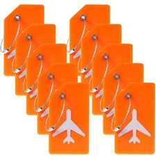 10 Pack Silicone Luggage Tag for Suitcases with Stainless Loop TSA Approved P...
