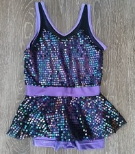 Costume Gallery Girls Dance Performance Dress Unitard MC Purple Metallic Sequins