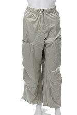 Zara Unisex Gray Cargo Windbreaker Pants Drawstring Army Size L