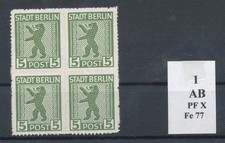 843621) SBZ 4erBlock Nr.1B** mit Plattenfehler X