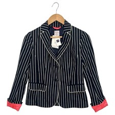 New Gap Blazer Womens 0 Blue The Academy Blazer Striped Preppy Academia Career