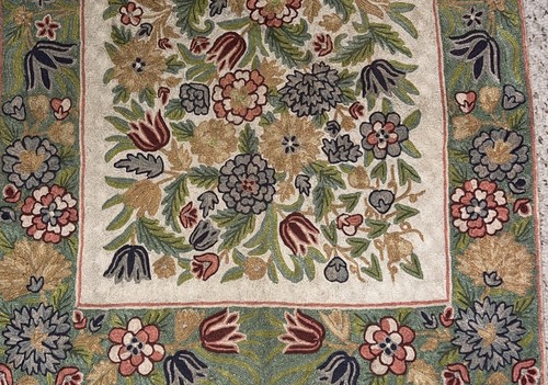 29 "Bx47"L Vintage Seide handgefertigt Kettenstich Teppich mit einem bunten Blumenmuster - Bild 2 von 6