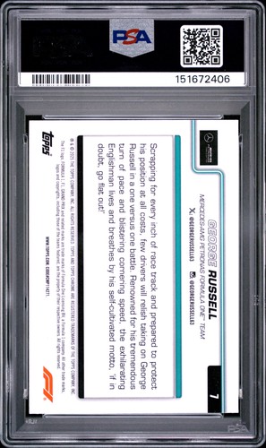 2025 Topps Chrome Formula 1 Black & White Raywave #7 George Russell PSA 9 - Bild 2 von 2