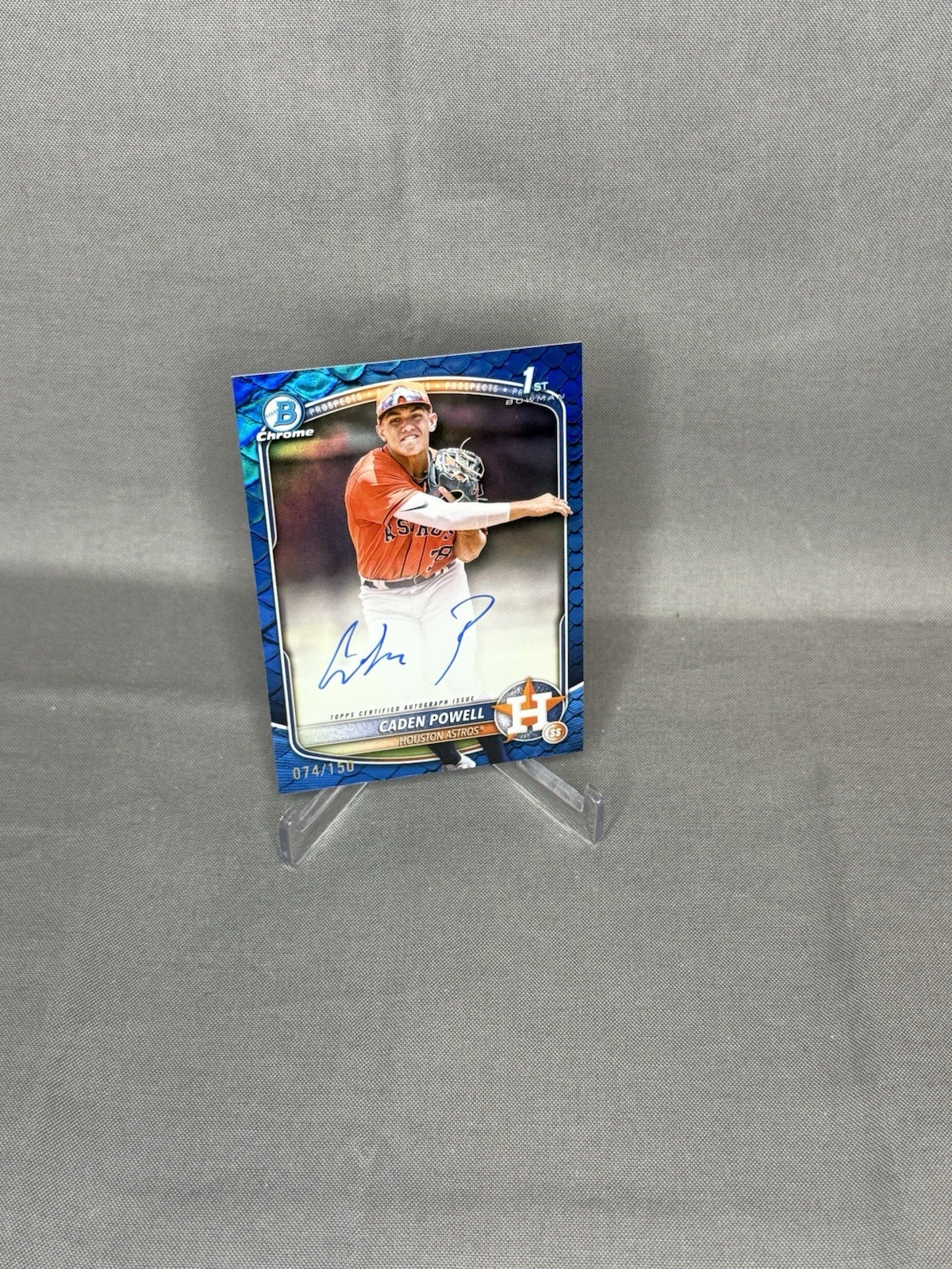 2025 Bowman Chrome 1st Caden Powell Auto Blue Reptilian 74/150 Houston Astros
