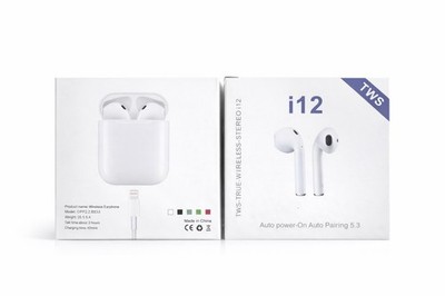 TWS i12 Wireless Bluetooth Stereo Earbuds Auto Pairing In Ear w/Mic White