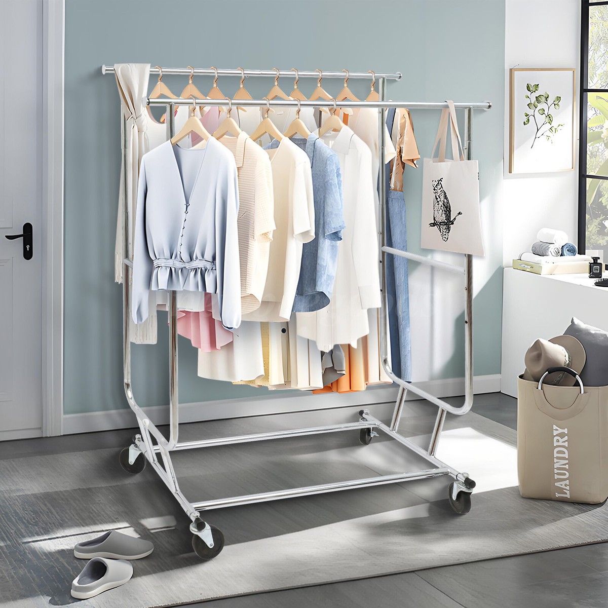 Collapsible Single Rail Rolling Salesman Gaent Rack - 🛍️ The Retail Collapsible Single Rail Rolling Salesman Gaent Rack - 🛍️ The Retail