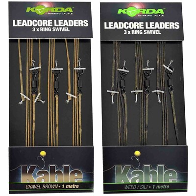 Korda Dark Matter Ready Tied Kable Ring Swivel Rig Leadcore Leaders 1m