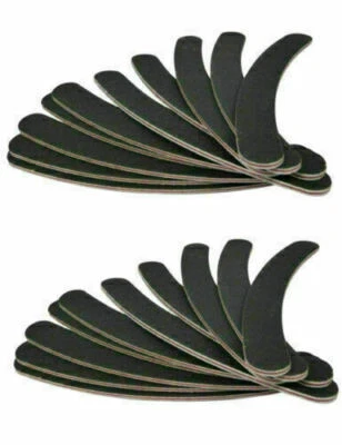 GADGETCKING 20 Double Sided 100/180 Grit Boomerang Banana Curved Nail Files Emery Gel Tips