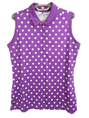 NIKE Women Thin Lite Stretch Dry Fit Poly Sportswear Active Collared Tank Top L