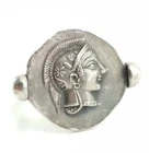 Vtg Attica Athena Owl Coin Sterling Silver Ring Size 8 FZZ
