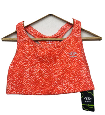 Umbro Comfort Control Sports Workout Bra Large Orange Print Pullover NEW   5B1