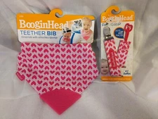 BooginHead Teether Bib & Pacigrip, Pink Hearts, BPA, PVC & Phthalate FREE