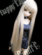 1/4MSD 1/3SD BJD Long Straight Wig Ball-jointed Doll Hair Neat Bangs Pale Gold