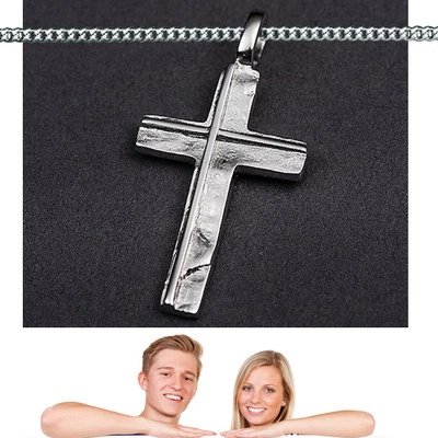 FACHHANDEL-DIREKT Naturdesign Premium Kreuz Anhänger Kinder Frauen Männer mit Kette Silber 925