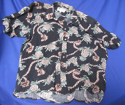 Aloha Dimension Pineapple Hibiscus Camp Needs Some Repair Black Hawaiian M Shirt