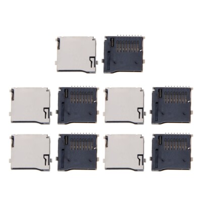 10 Pcs 9 Pins Card Slot Sockets Spring Loaded Push Type PCB Mount Connector