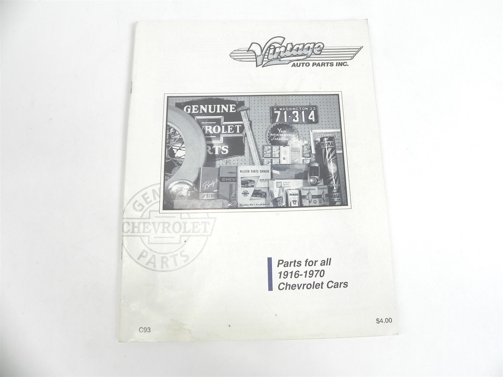 VINTAGE 1993 AUTO PARTS INC CATALOG FOR 1916-1970 CHEVROLET CARS RESTORATIONS
