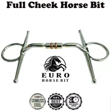 Full Cheek Horse Bit Barrel Cooper Roller Mouth Stainless Steel Equestrian Bit