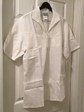 Med Man Solid White Medical Lab Coat Pockets Healthcare Zip Adult Size M Medium