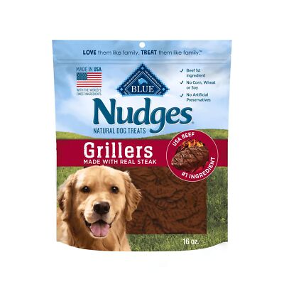Blue Buffalo Nudges Grillers Natural Dog Treats 16oz Real Beef Steak Recipe